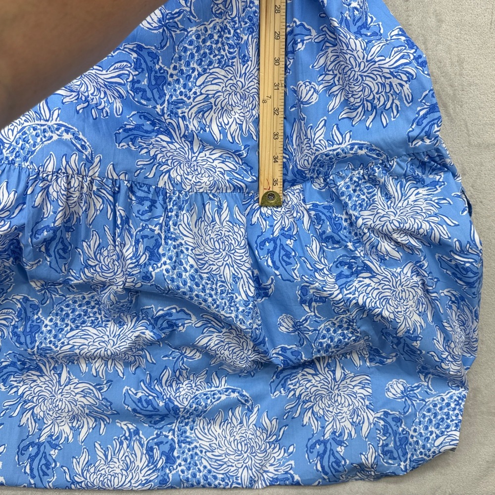 Lilly Pulitzer Ezralyn Maxi Dress Womens 00 Boca Blue Floral Puff Sleeve Cotton - Picture 11 of 14